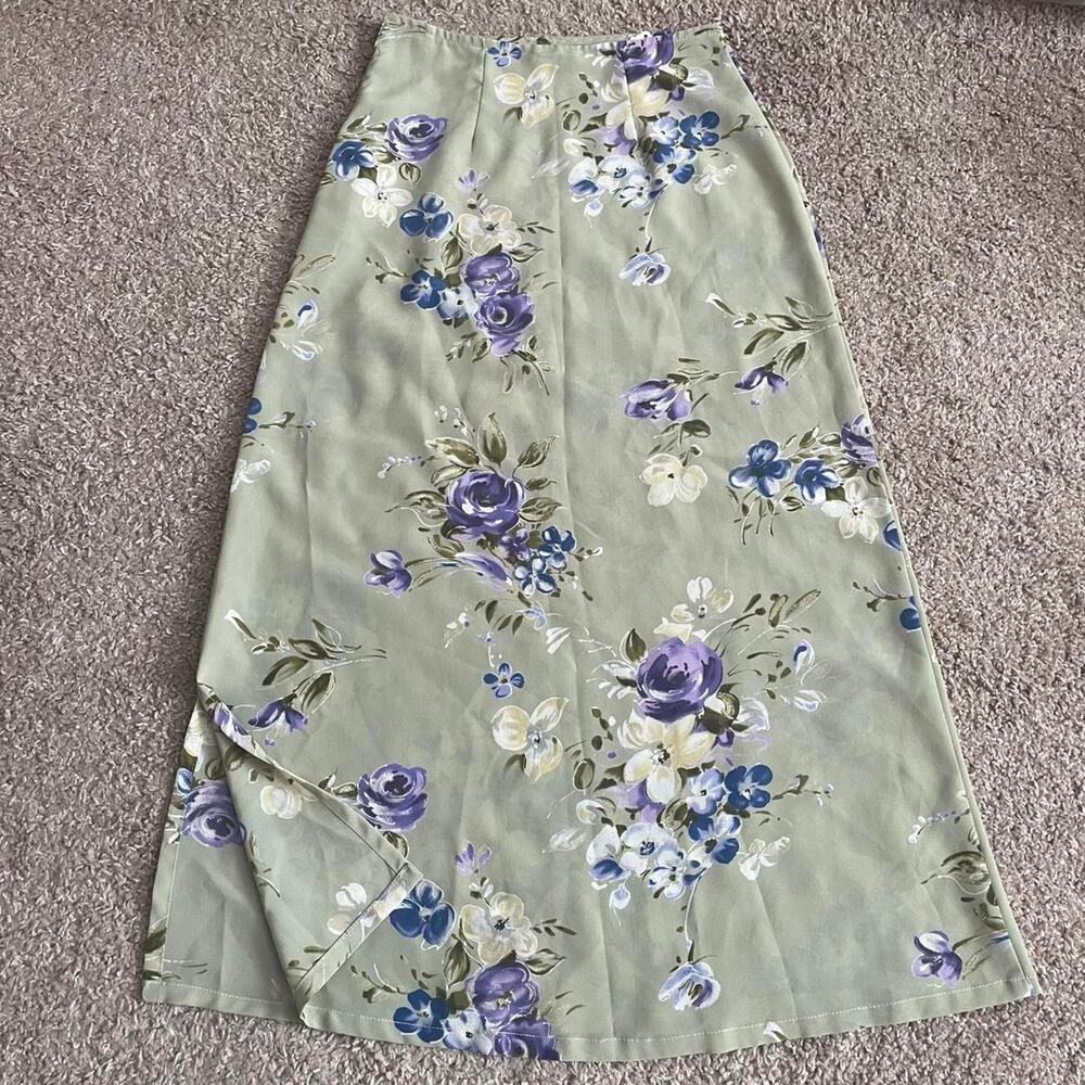 Green floral maxi skirt